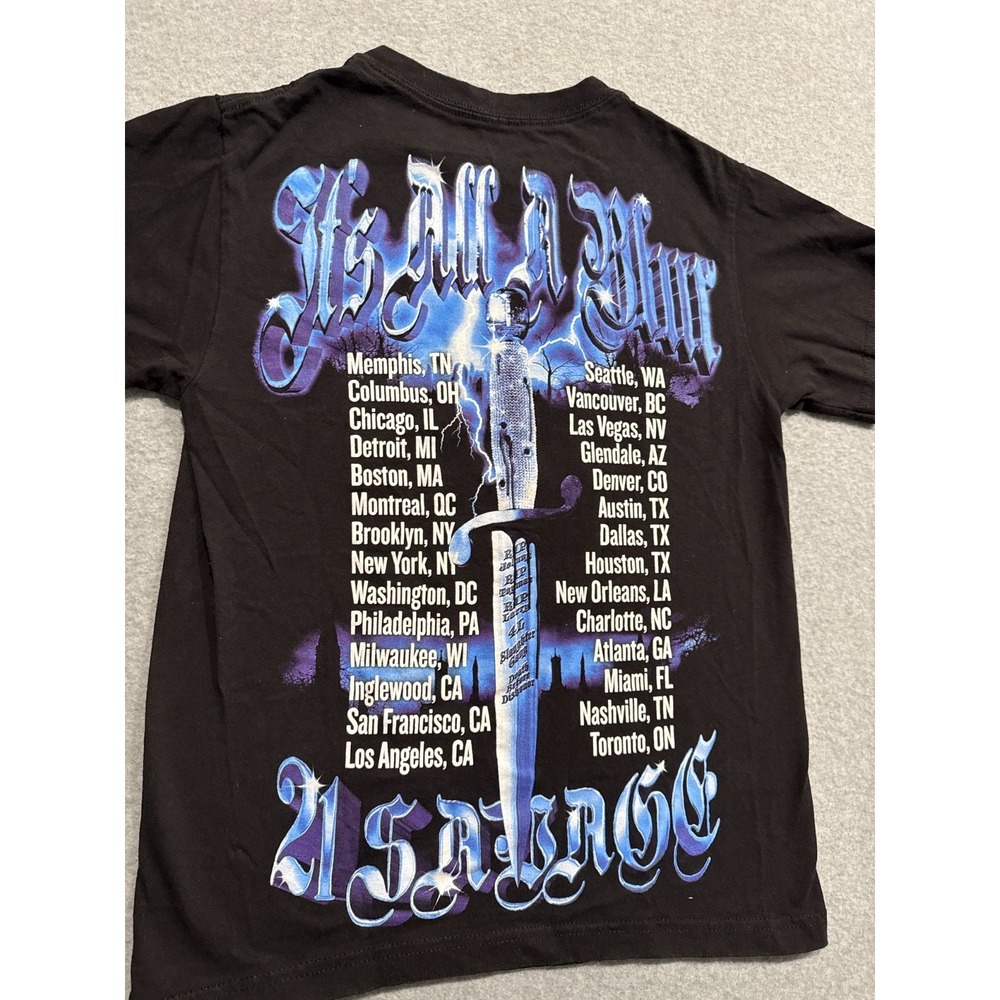 21 Savage It's All A Blur Official Tour T Shirt Size Adult S Double Sided - Picture 7 of 11
